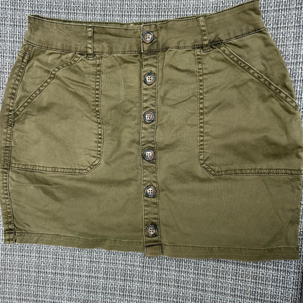 Garage Olive Button-Down Skirt